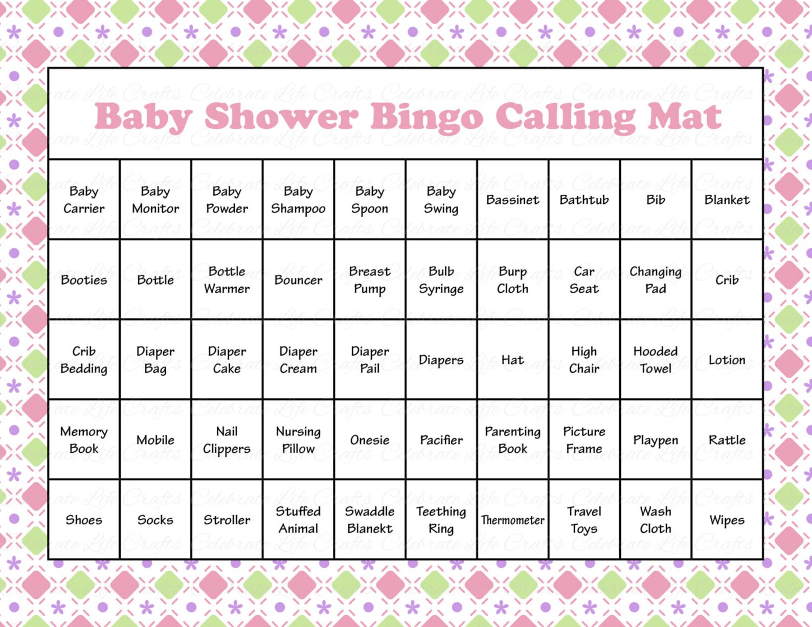 30 Baby Shower Bingo Cards Printable Party Baby Girl Etsy