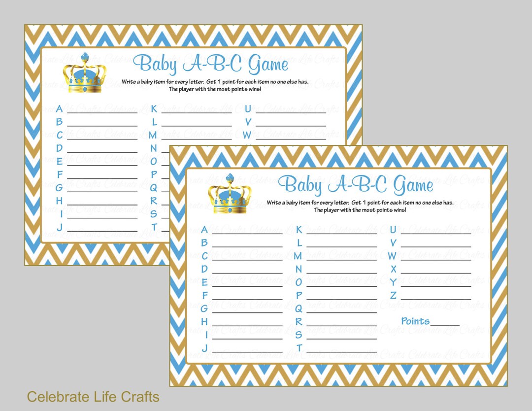 Baby ABC Game Baby Shower Game Printable Baby Shower Games Baby Boy ...