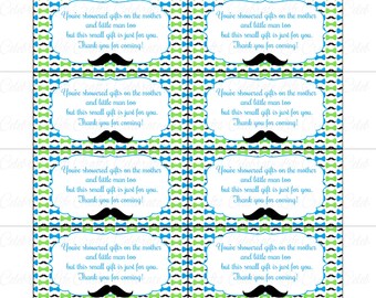 Thank You Baby Shower Printable Tag Labels - Printable Baby Shower Party Decorations - Blue Lime Green Mustache Little Man Baby Boy - B063