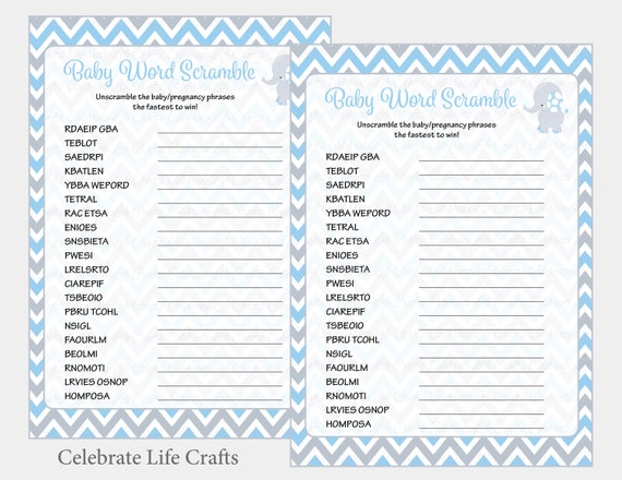 Baby Shower Word Scramble Game Printable Baby Shower Games Blue Elephant Baby Shower Games For Baby Boy Instant Download 004 By Celebrate Life Crafts Catch My Party Baby Shower Word Scramble Game Printable Baby Shower Games Blue Elephant Baby Shower Games For Baby Boy Instant Download 004 By Celebrate Life Crafts Catch My Party
