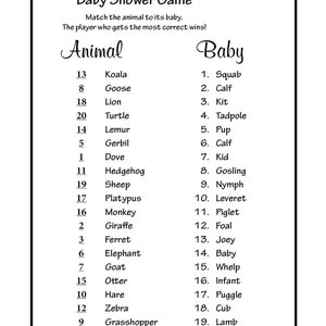 Baby Animals Match Game - Printable Baby Shower Game - Baby Boy Little ...