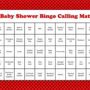 100 Ladybug Baby Shower Bingo Cards 100 Prefilled Bingo Cards Girl Baby Shower Game Red Polka ...