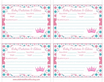 Baby Shower Prediction and Advice Cards Mommy - Printable Baby Shower Games and Activities- Pink Carriage Baby Girl - G013