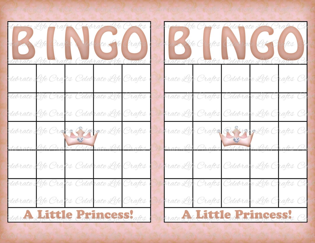 Blank Baby Shower Bingo Cards - Vintage Princess - Printable Party Baby ...