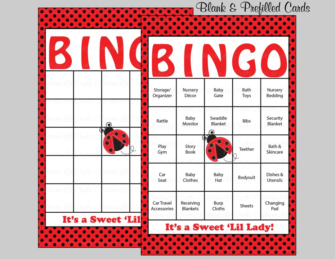 100 Ladybug Baby Shower Bingo Cards 100 Prefilled Bingo Cards Girl Baby ...