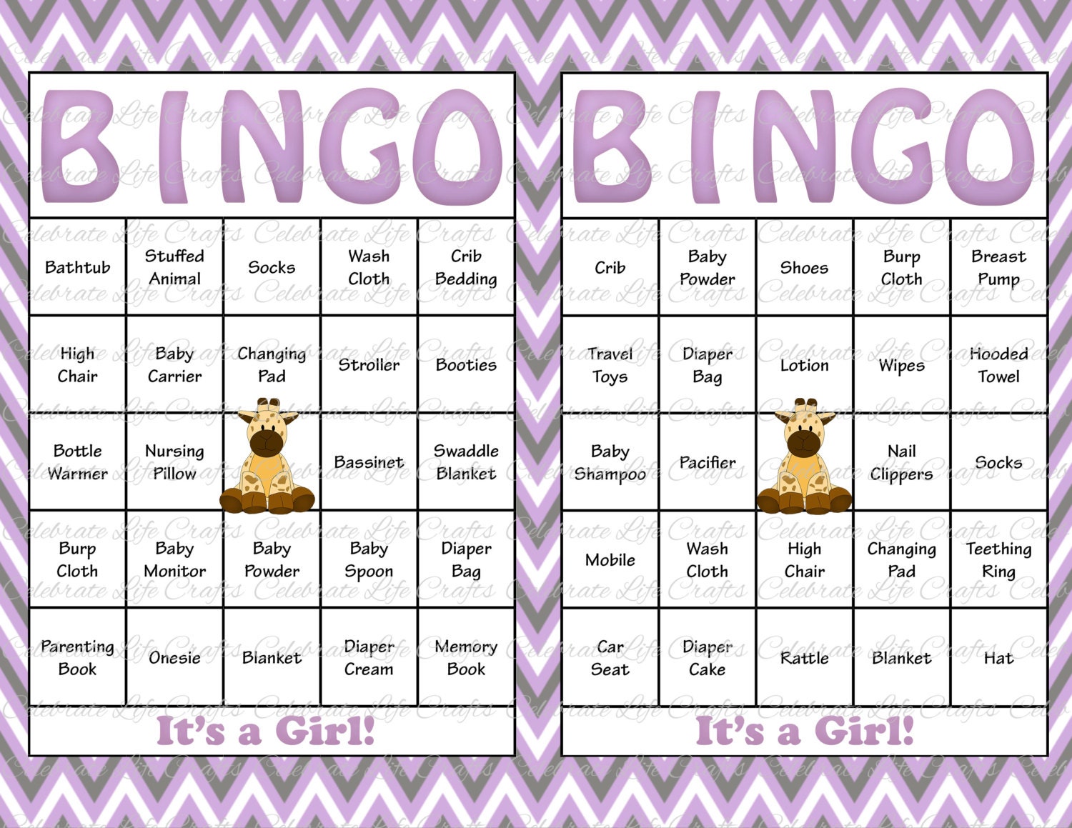 Girl Baby Shower Bingo Printables