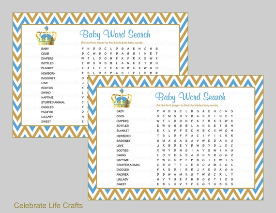 Baby Word Search Baby Shower Game Printable Baby Games Little