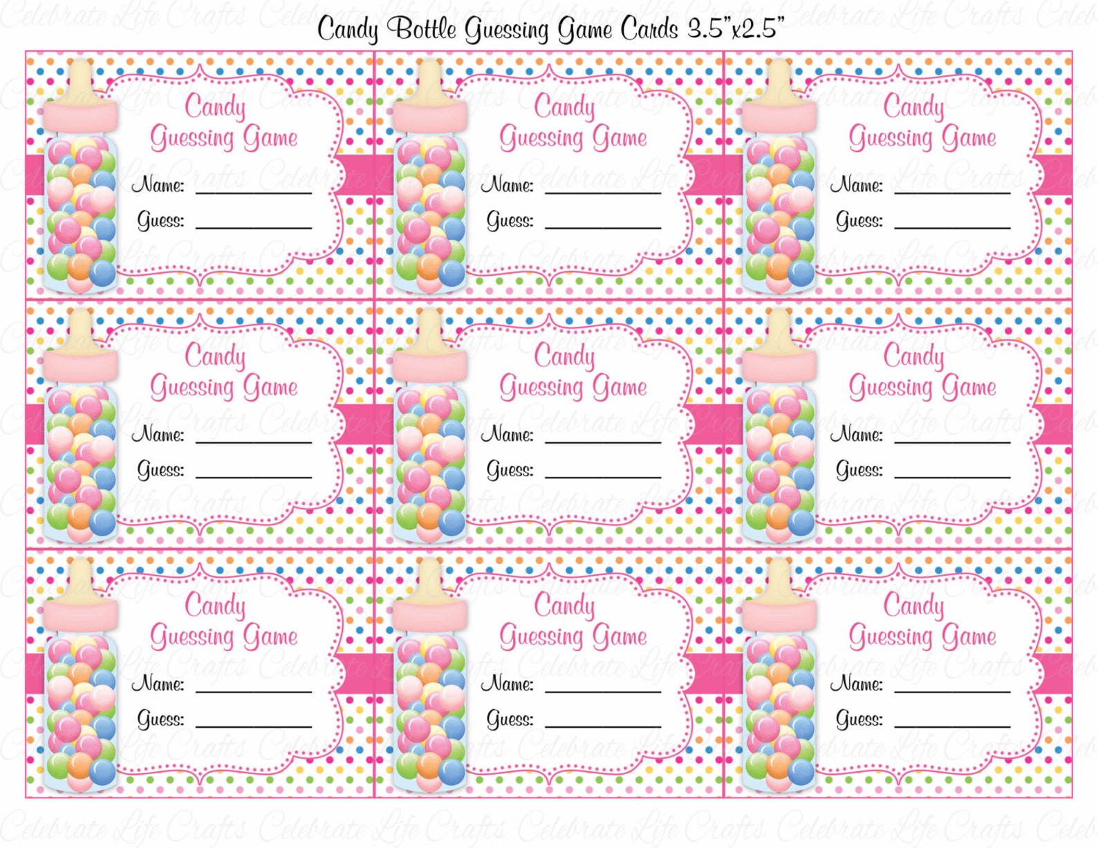 Baby Shower Candy Bottle Guessing Game Sign and Tags Baby Girl Owl Baby ...