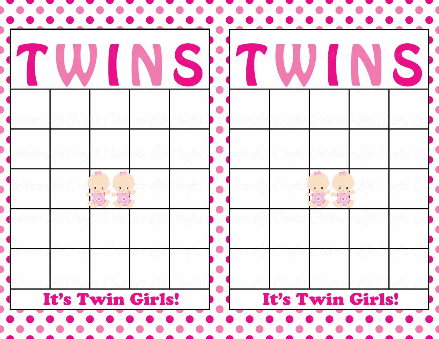 Blank Baby Shower Bingo Cards Printable Party Baby Girl | Etsy