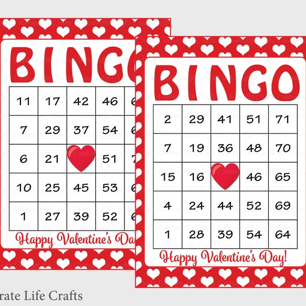 Valentine Bingo Cards - Etsy