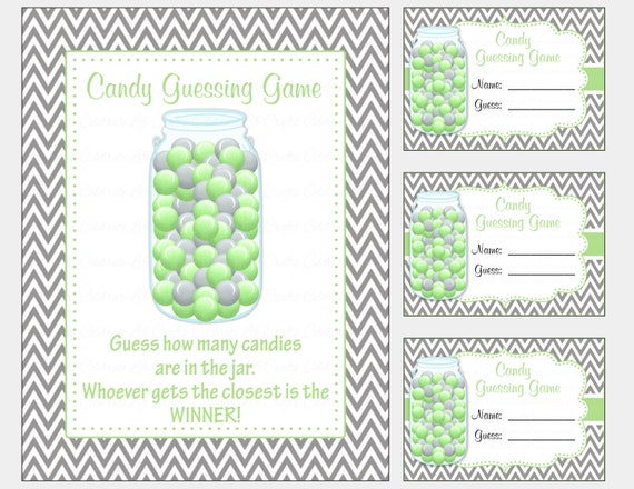 Baby Shower Printable Game - Candy Bottle Guessing Jar Game Sign and ...