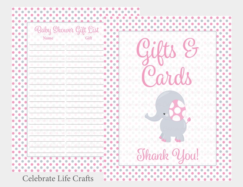 Baby Shower Gift List And Gift Table Sign Printable Gift Etsy