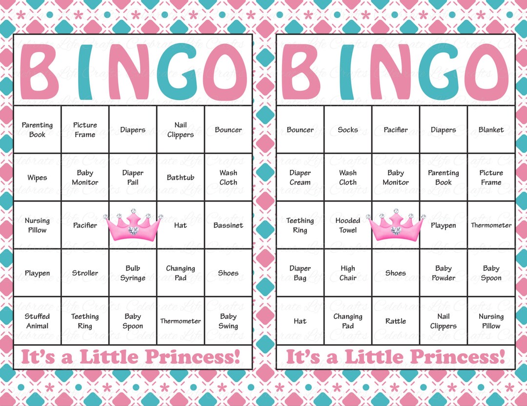 60 Baby Shower Bingo Cards Printable Baby Girl Instant - Etsy