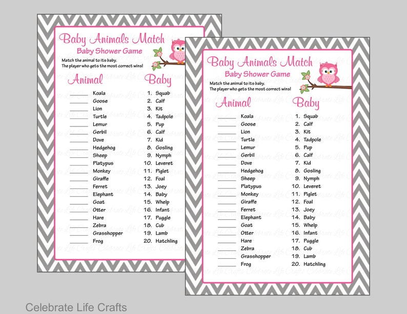 Baby Animals Match Game Printable Baby Shower Game Baby Etsy Baby Animals Match Game Printable Baby Shower Game Baby Etsy