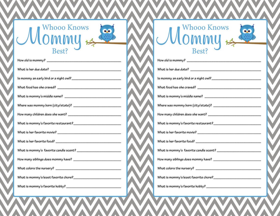 Who Knows Mommy Best Baby Shower Game Printable Baby Shower Games Baby