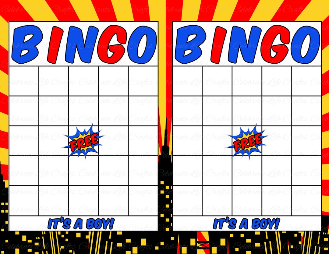 Blank Baby Shower Bingo Cards - Printable Party Baby Boy - Instant ...