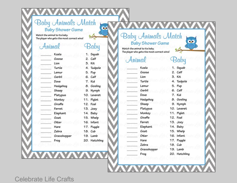 Baby Animals Match Game With Answer Key Printable Baby Etsy