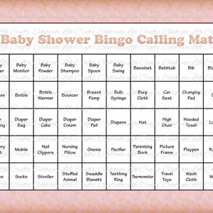 60 Baby Shower Bingo Cards Printable Party Baby Girl - Etsy