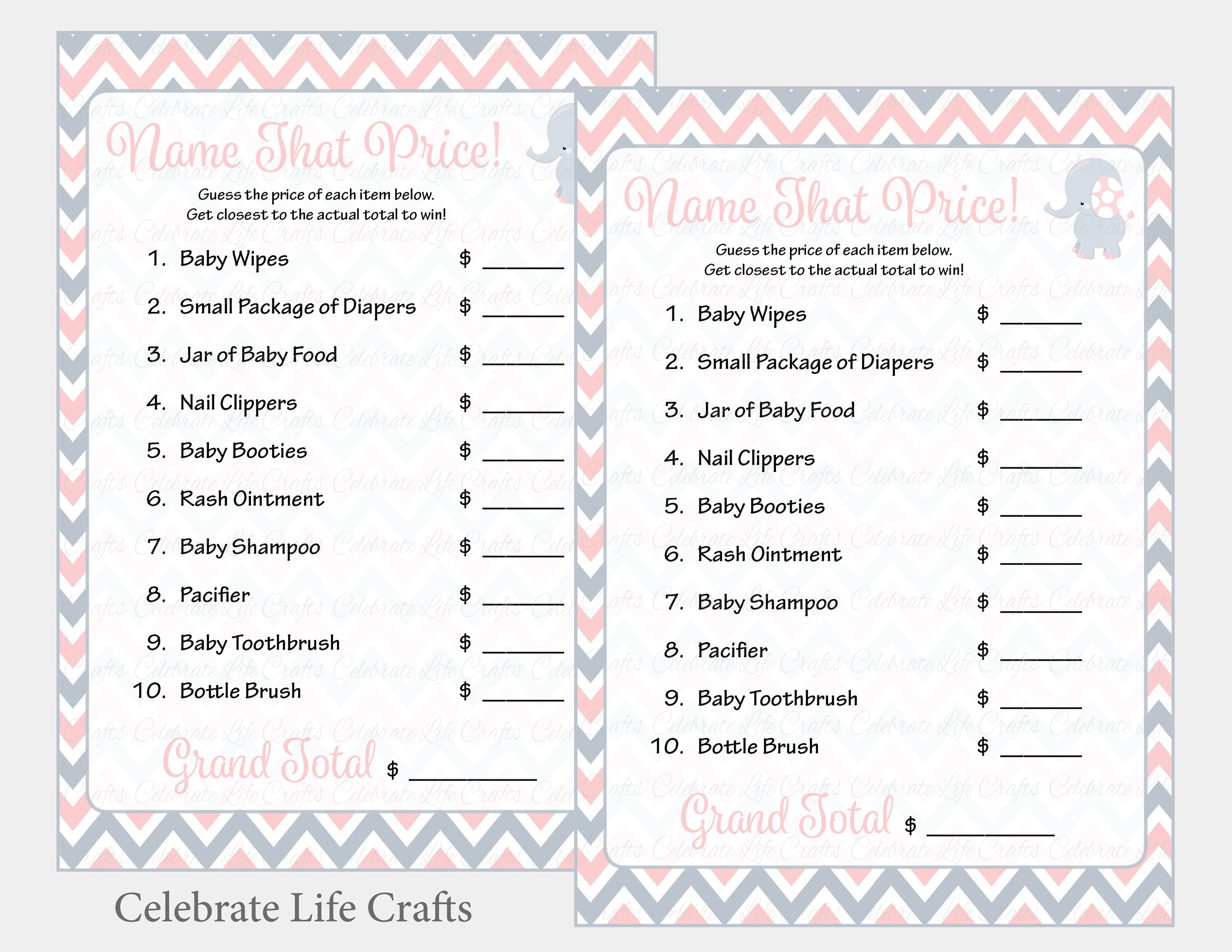 Baby Shower Name That Price Game Printable Baby Shower Games - Etsy