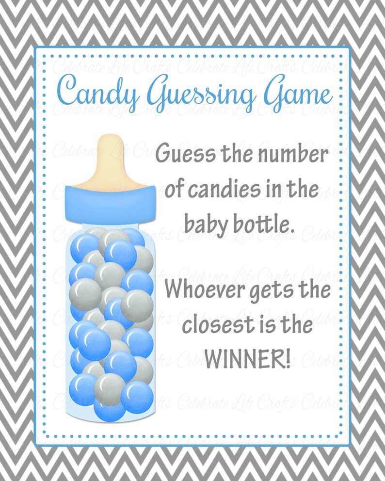 Baby Shower Printable Game Candy Bottle Guessing Game Sign | Etsy