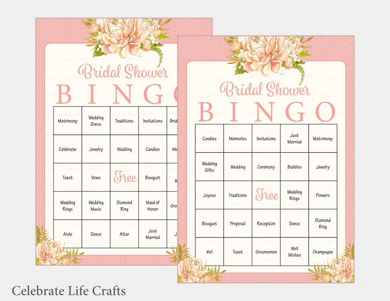 100 Bridal Bingo Cards Floral Bridal Shower Bingo Game Etsy