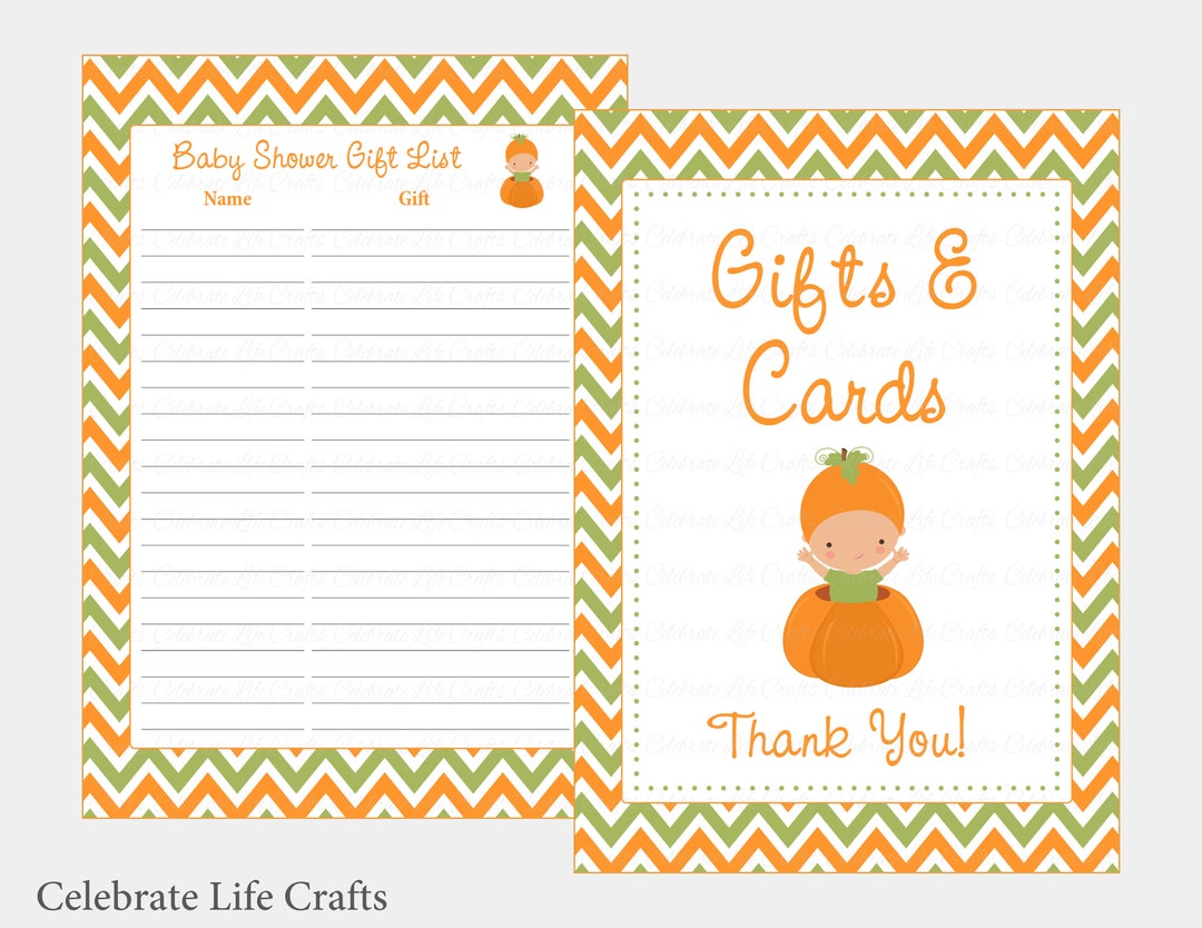 Little Pumpkin Baby Shower Gift List Printable Baby Shower Gift Record