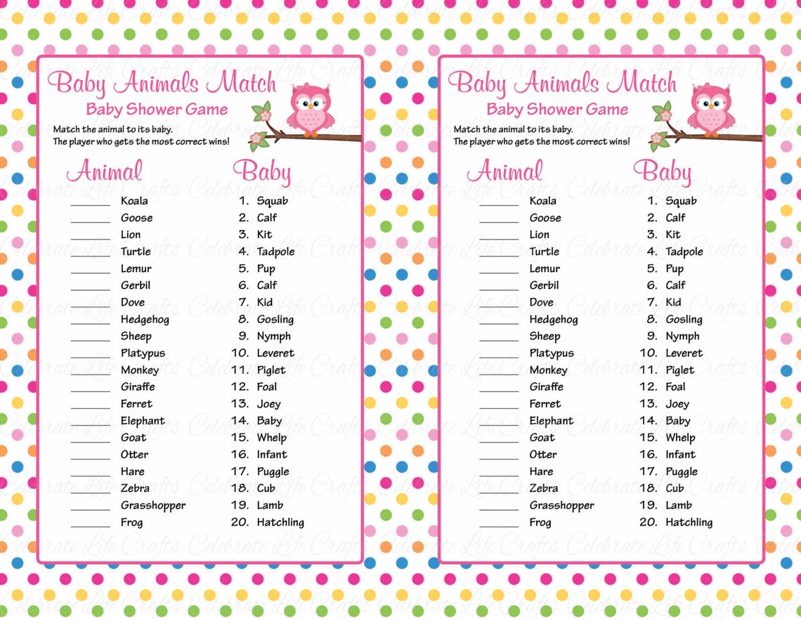 Baby Animals Match Game With Answer Key Printable Baby Etsy