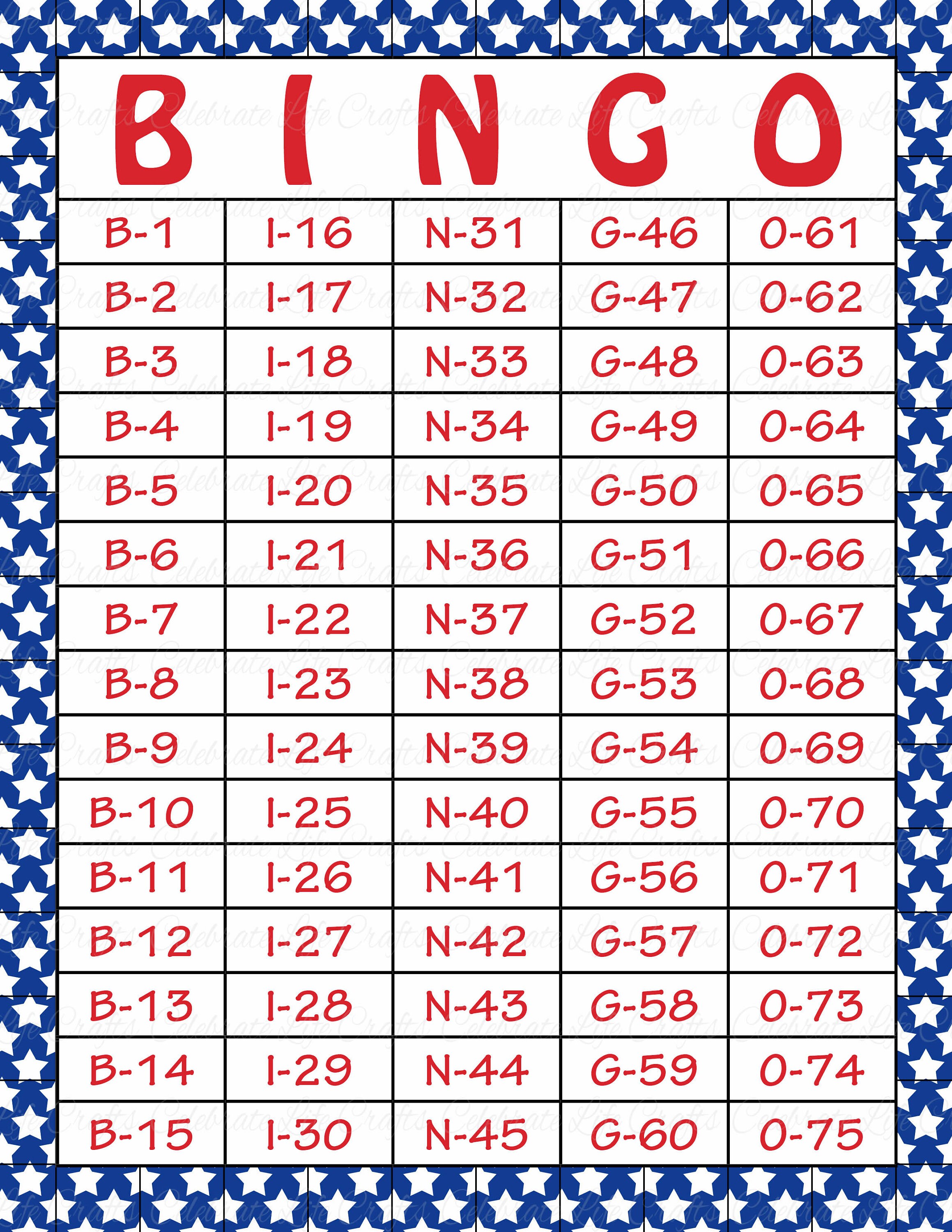 30 Printable Patriotic Bingo Cards Independence Day Party - Etsy