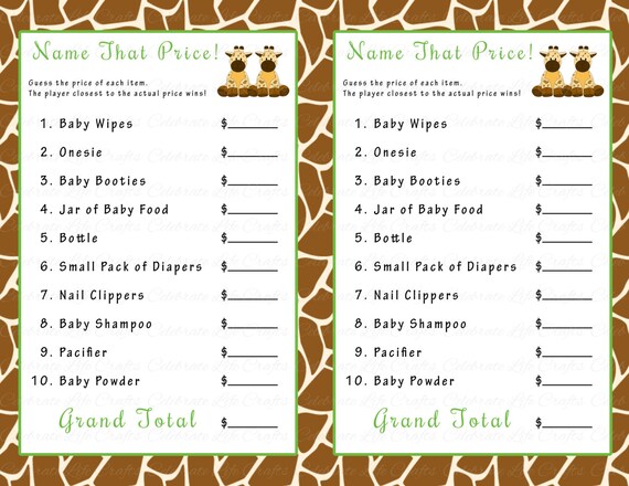 Baby Shower Name That Price Game Printable Baby Shower Games