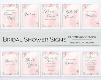 Bridal Shower Signs Bundle | Favors | Mimosa Bar | Guest Book | Wedding Signs | Bridal Shower Ring Game | Gifts and Cards | Download BR1007