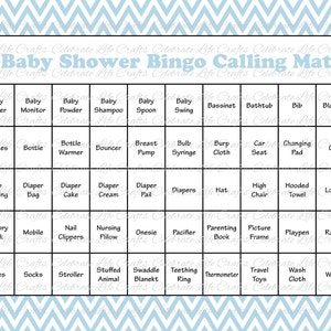 100 Baby Shower Bingo Cards Printable Party Baby Boy Instant Download Baby Blue Chevron Teddy Bear Baby Shower Gift Bingo B028 image 2