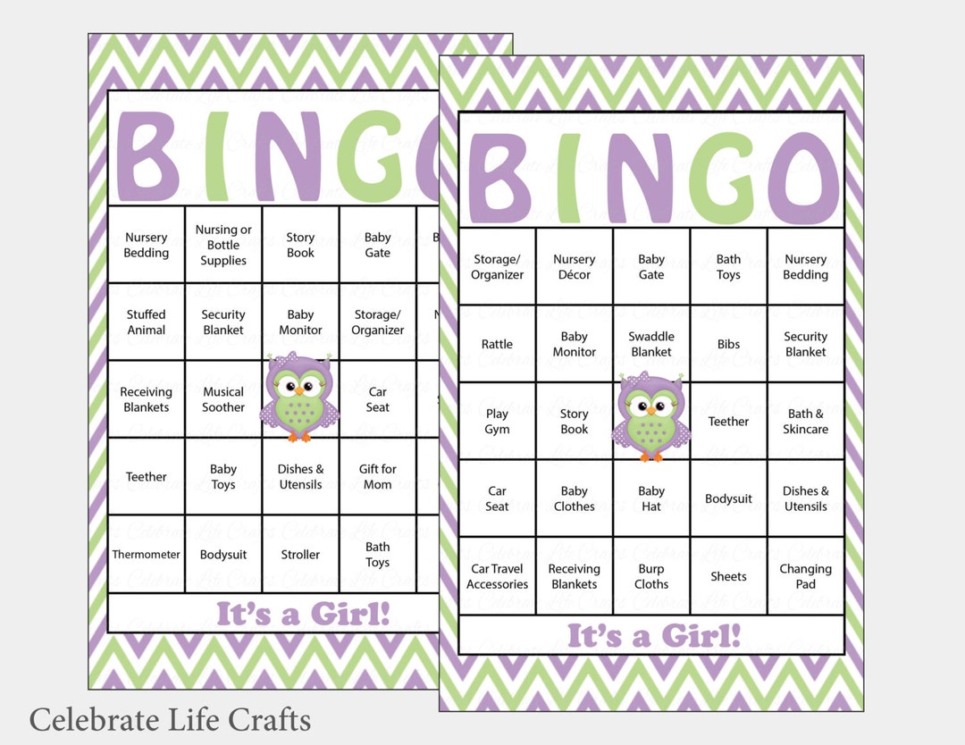 60 Owl Baby Shower Bingo Cards 60 Prefilled Bingo Cards Girl Baby ...