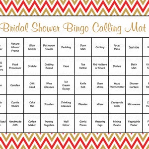 60 Bridal Bingo Cards Blank & 60 Prefilled Cards Printable Bridal Shower Game Download Bridal Shower Games Red Gold Bridal BR007 image 3