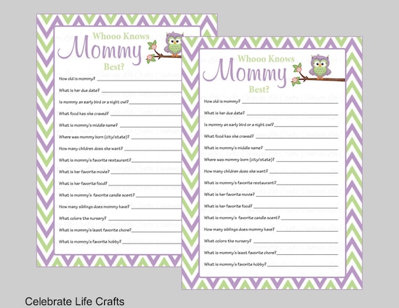 Who Knows Mommy Best Baby Shower Game Printable Baby Shower Games
