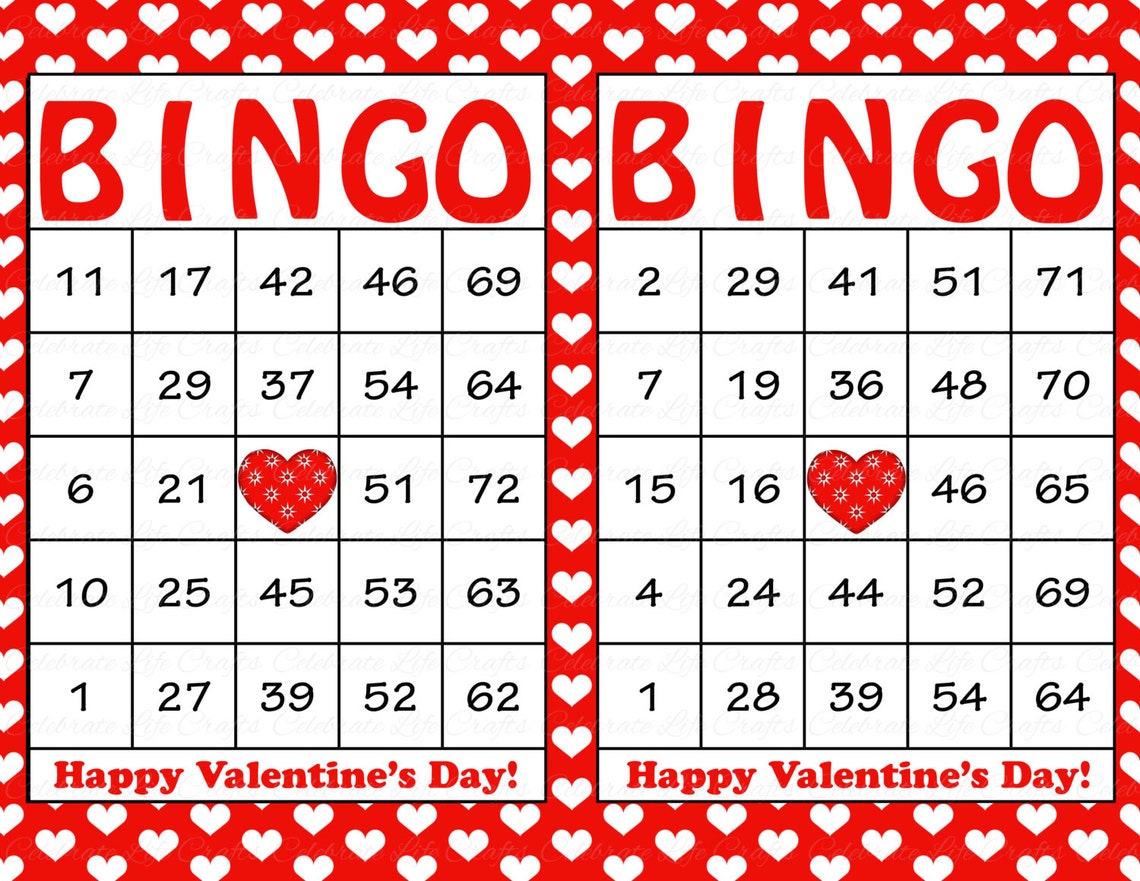 San Valent n 100 Bingo Cartas Juego De Bingo Para Imprimir Etsy