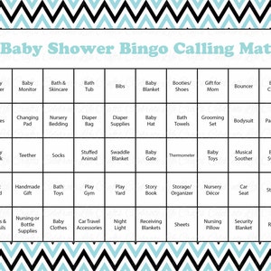 30 Little Man Baby Shower Bingo Cards 30 Prefilled Bingo Cards Boy Baby Shower Game Aqua Black Printable B1004 image 3