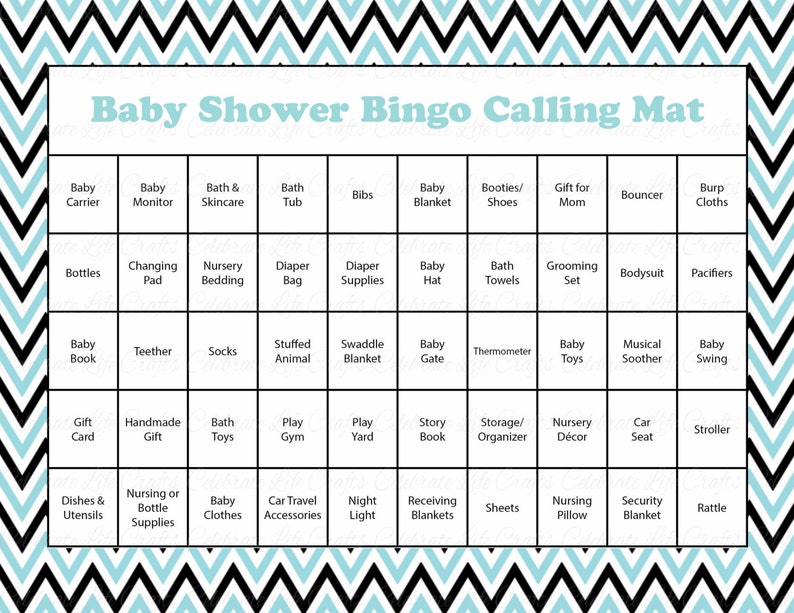 30 Little Man Baby Shower Bingo Cards 30 Prefilled Bingo Cards Boy Baby Shower Game Aqua Black Printable B1004 image 3