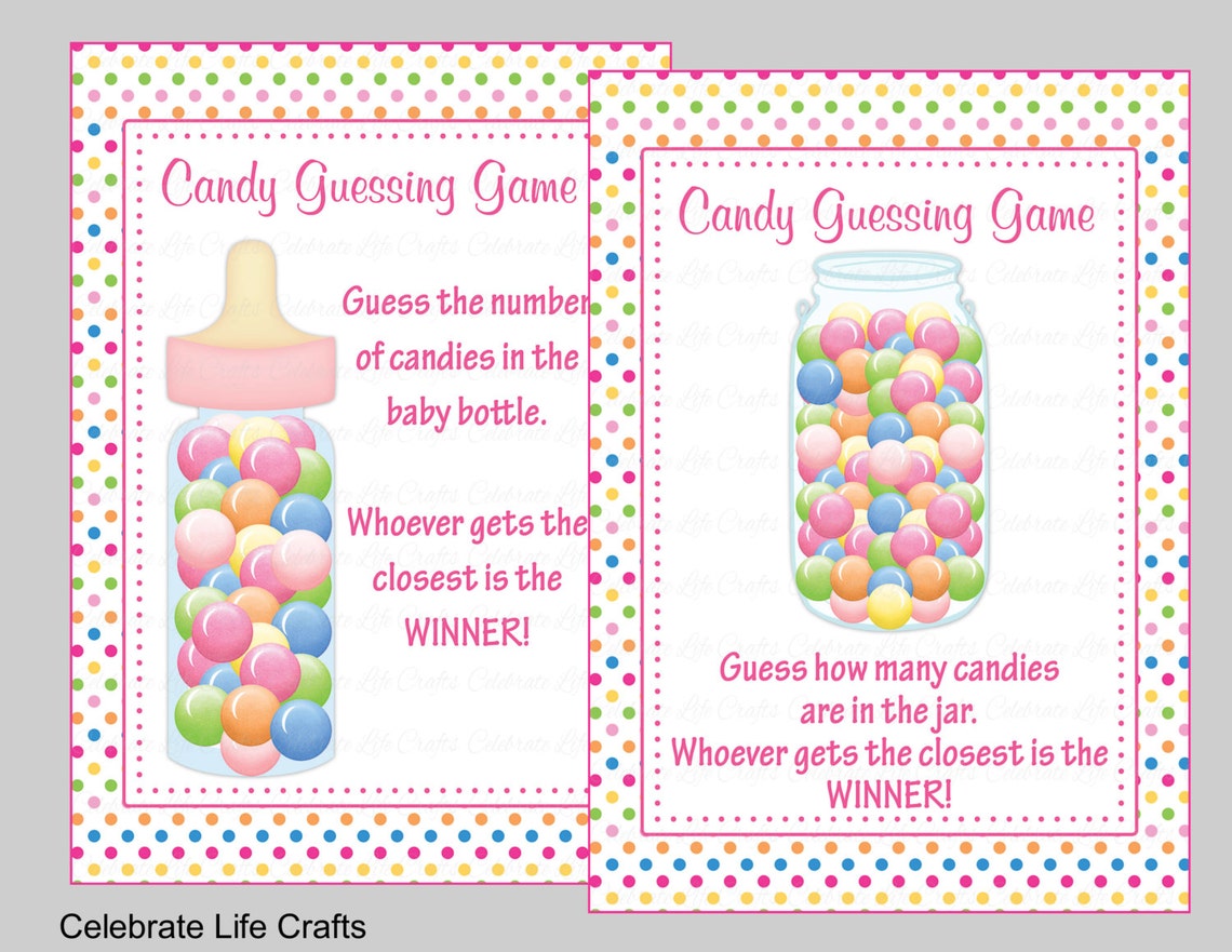 Baby Shower Candy Bottle Guessing Game Sign and Tags Baby Etsy