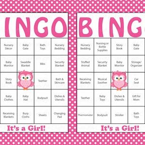 100 Owl Baby Shower Bingo Cards 100 Prefilled Bingo Cards - Etsy
