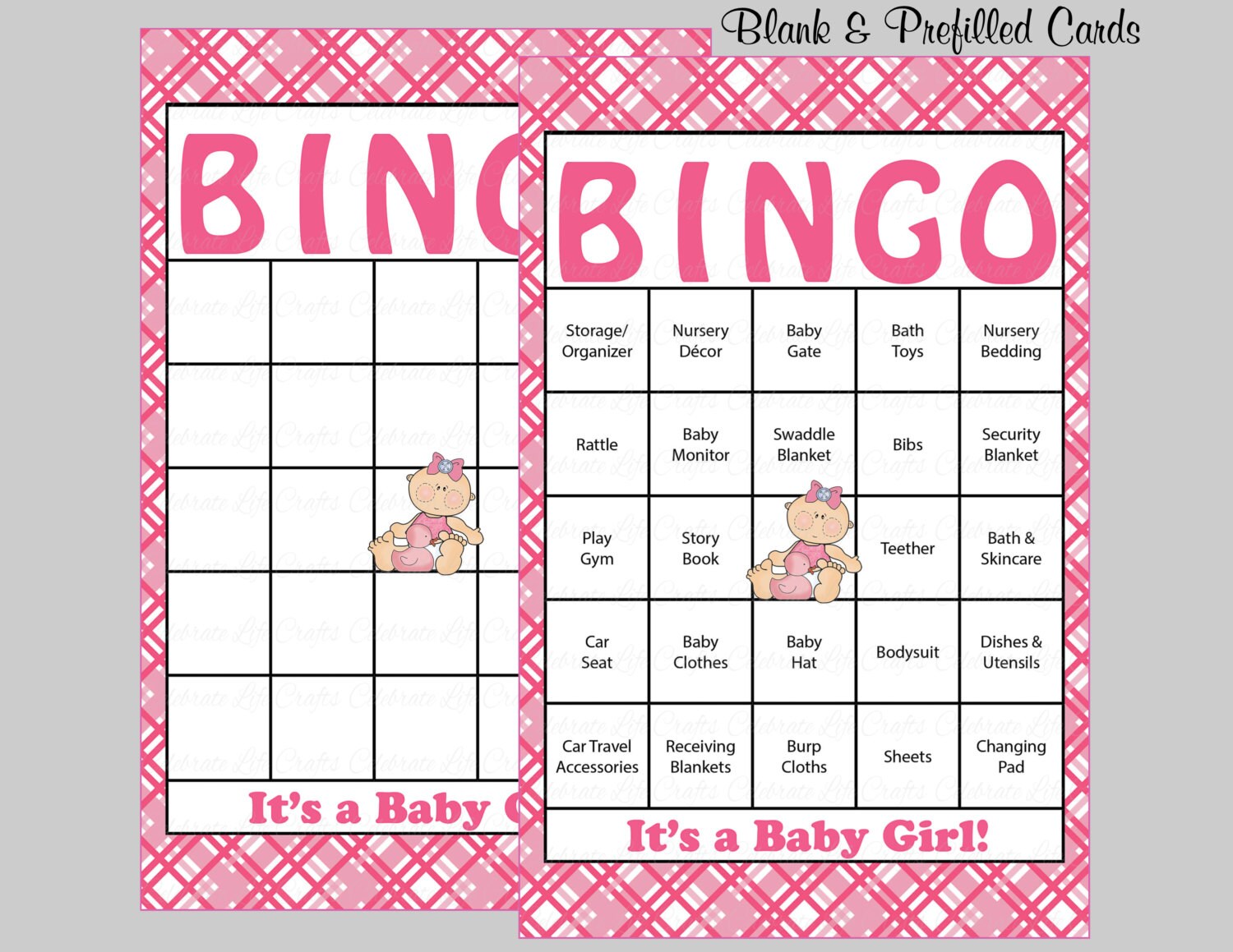 100 Baby Shower Bingo Preremplie 100 Cartes Fille Bebe Etsy