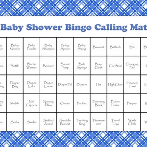60 Baby Shower Bingo Cards Printable Party Baby Boy Instant Download Little Prince Blue Plaid Baby Shower Gift Bingo image 2