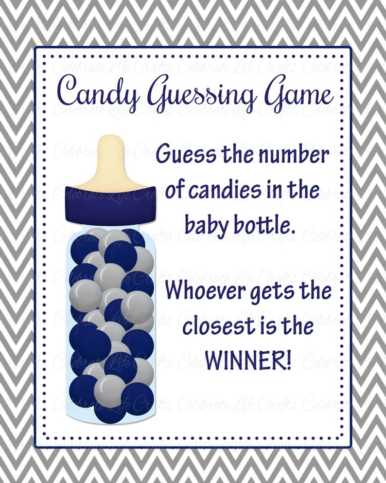 Baby Shower Printable Game Candy Bottle Guessing Game Sign and Tags ...