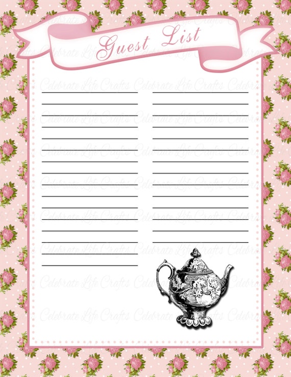 baby shower guest list printable baby shower party decorations vintage garden tea party baby girl g022 guest list for baby shower
