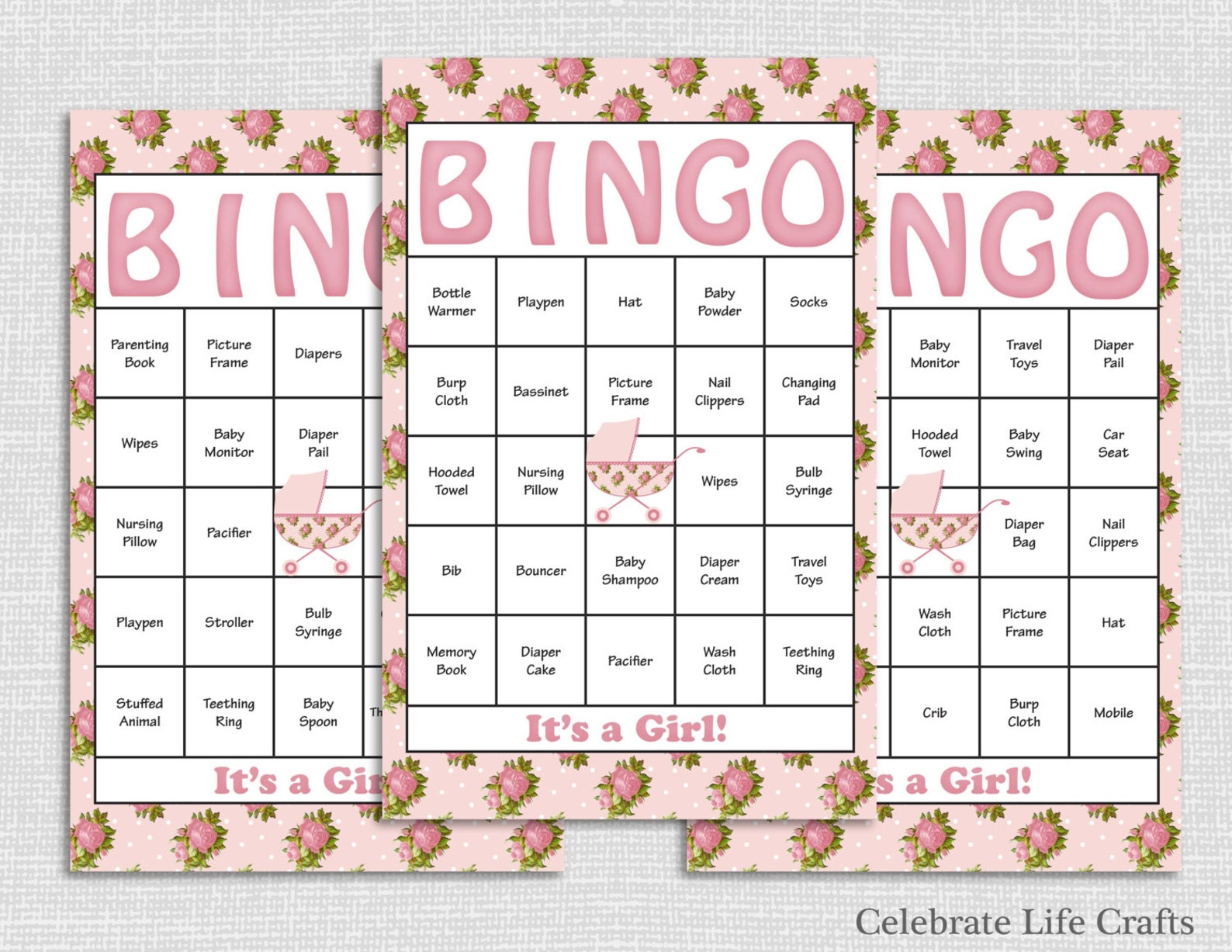 100 Girl Baby Shower Bingo Cards Printable Baby Shower Game - Etsy