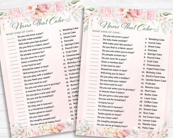 Name That Cake Bridal Shower Game | Bridal Shower Activity | Pink Watercolor Flowers | Blush Wedding Activity | Printable Download BR1007