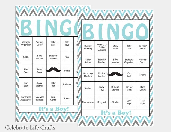 Elephant Baby Shower Baby Bingo Cards Printable Download
