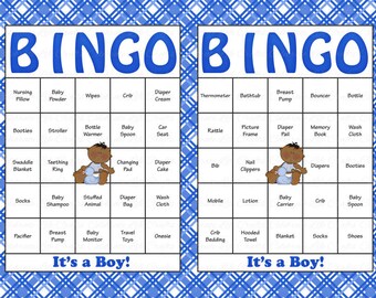 60 Baby Shower Bingo Cards - Printable Party Baby Boy - Instant Download - Blue Plaid Baby Shower Gift Bingo B068