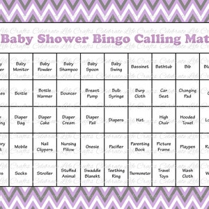 60 Baby Shower Bingo Cards Printable Party Baby Girl Instant Download Lavender and Gray Giraffe Baby Shower Gift Bingo G027 image 2