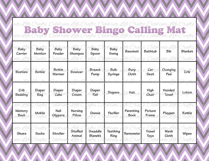 60 Baby Shower Bingo Cards Printable Party Baby Girl Instant Download Lavender and Gray Giraffe Baby Shower Gift Bingo G027 image 2