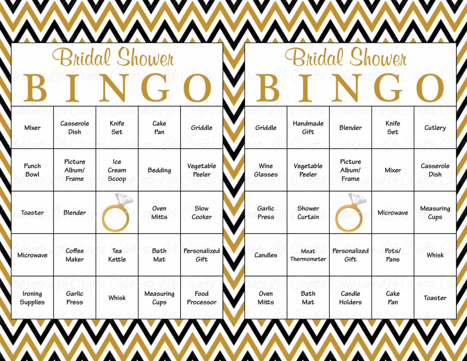 100 Bridal Bingo Cards Blank & 100 Prefilled Cards Printable Bridal